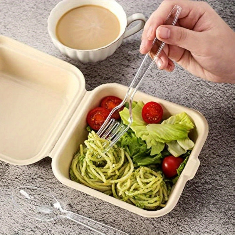 Set of 100 Clear Disposable Plastic Forks for Parties and Events