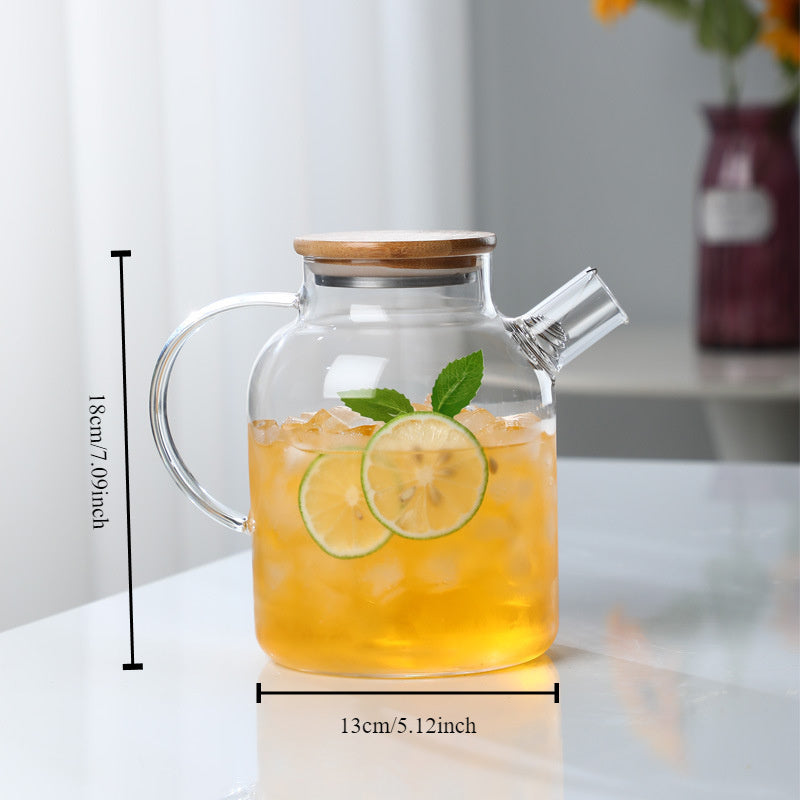 1800ml Large Glass Teapot High Temperature Resistant Blooming and Fruit Tea Maker