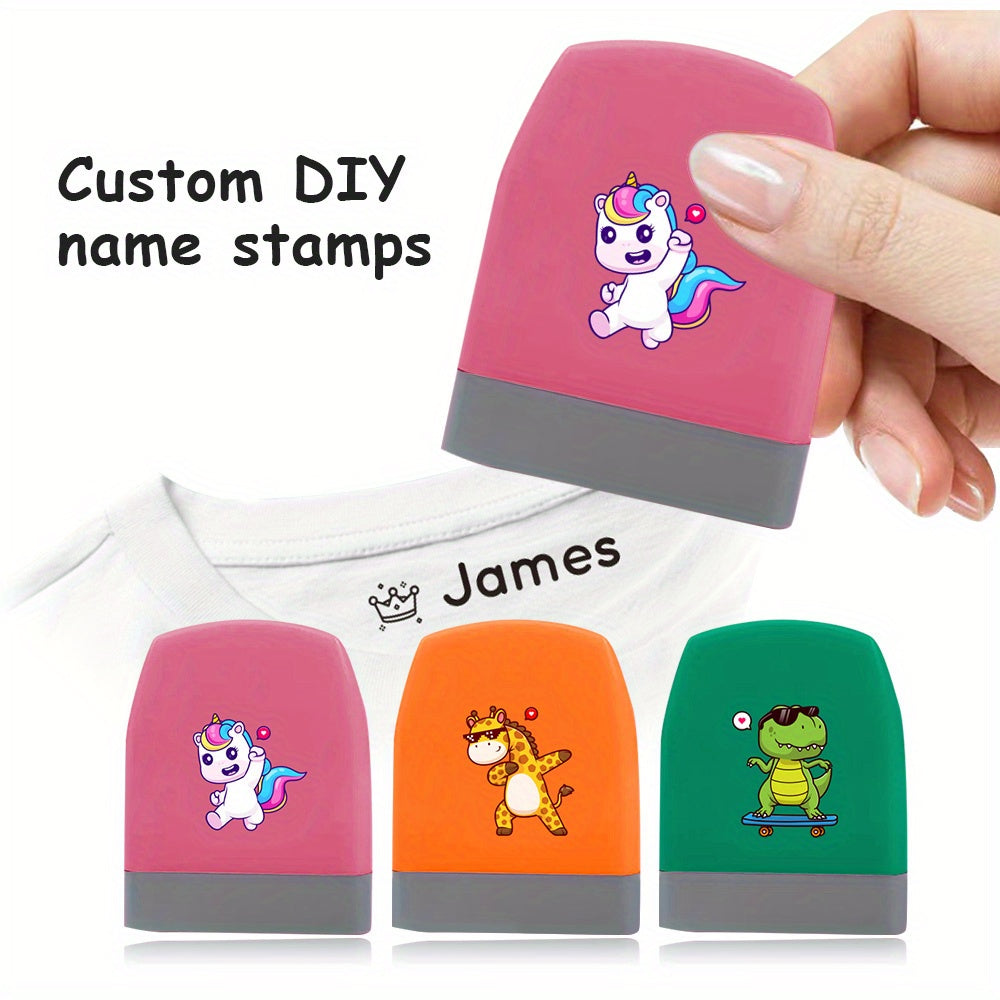 Personalized Kids Name Stamp Washable Dinosaur Unicorn Giraffe Back-to-School Gift