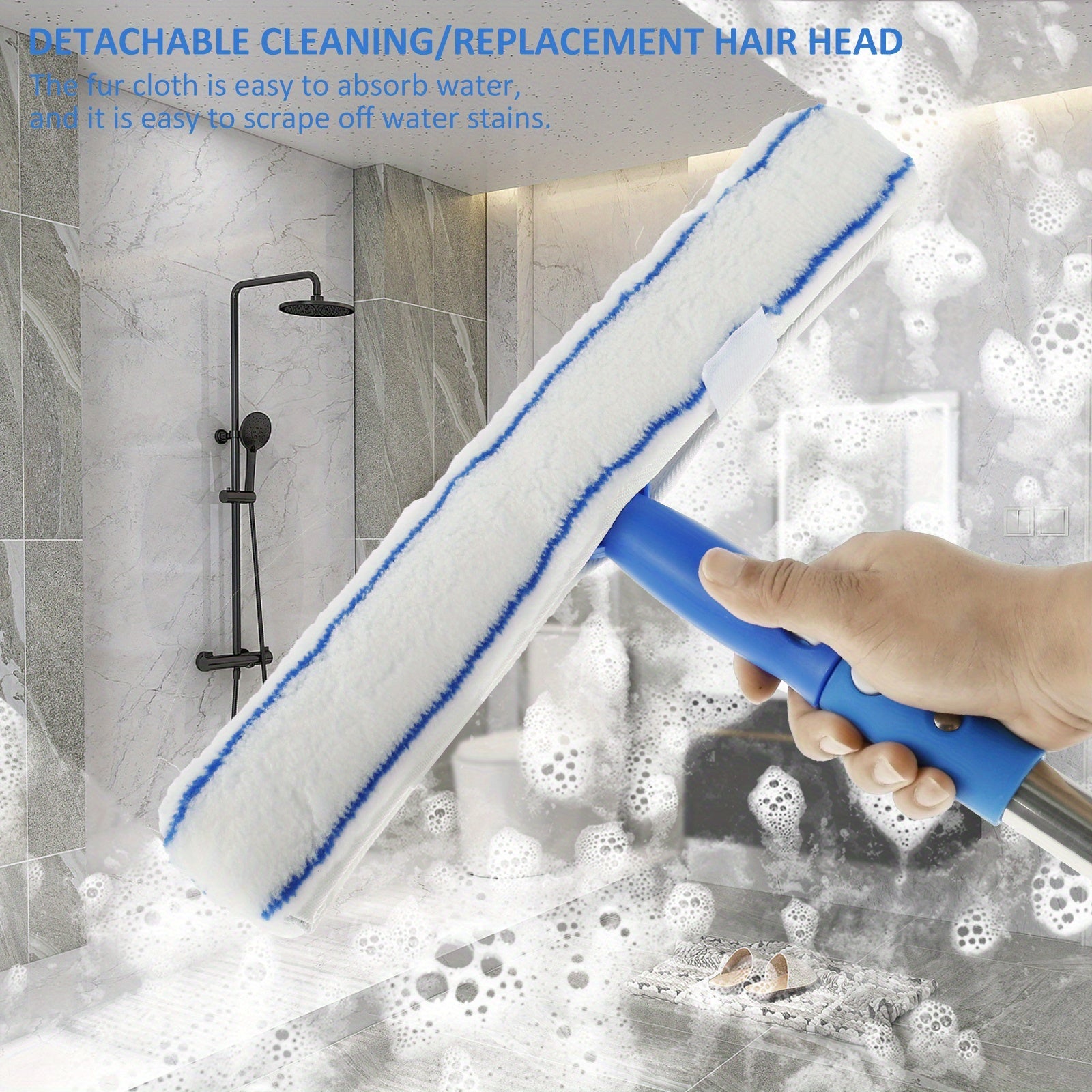 Moslashuvchan tayoq bilan professional deraza tozalash to'plami va tozalash cho'tkasi