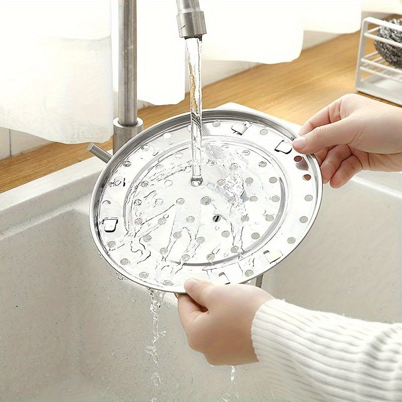 3-Piece Stainless Steel Steamer Racks for Stock Pots Multi-Tiered Round Inserts with Canner Rack Accessories