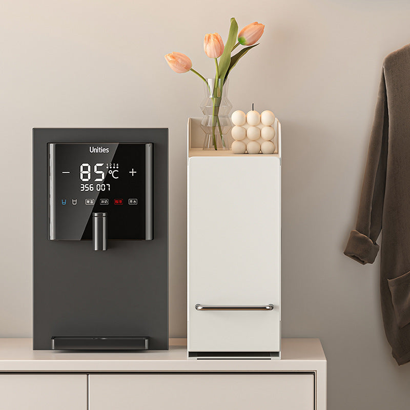 Metal Kitchen Spice Rack with Pull-Out Drawer, Narrow Tabletop Organizer for Tea Cups and Water Bottles