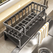 Black Metal Kitchen Storage Rack With Towel Bar Foldable Organizer