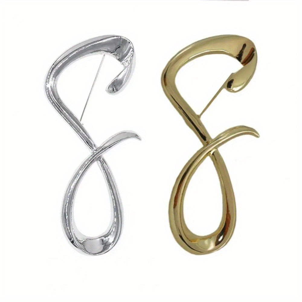 Gold Tone Alloy Infinity Symbol Brooch Metal Lapel Pin for Coats and Collars