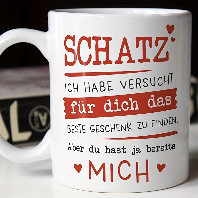 11oz Ceramic Coffee Mug with German Love Message Hand Wash Only Gift for Spouses