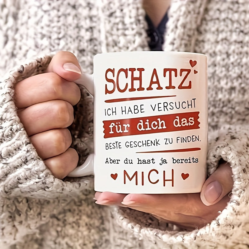 11oz Ceramic Coffee Mug with German Love Message Hand Wash Only Gift for Spouses