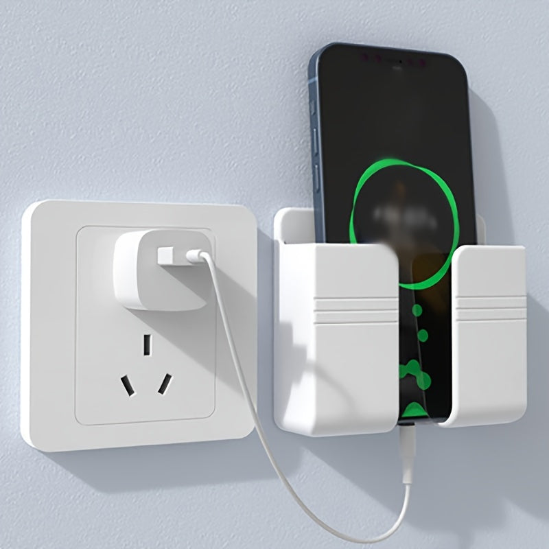 Wall-Mounted Phone and Remote Organizer Plastic Bedside Charging Station