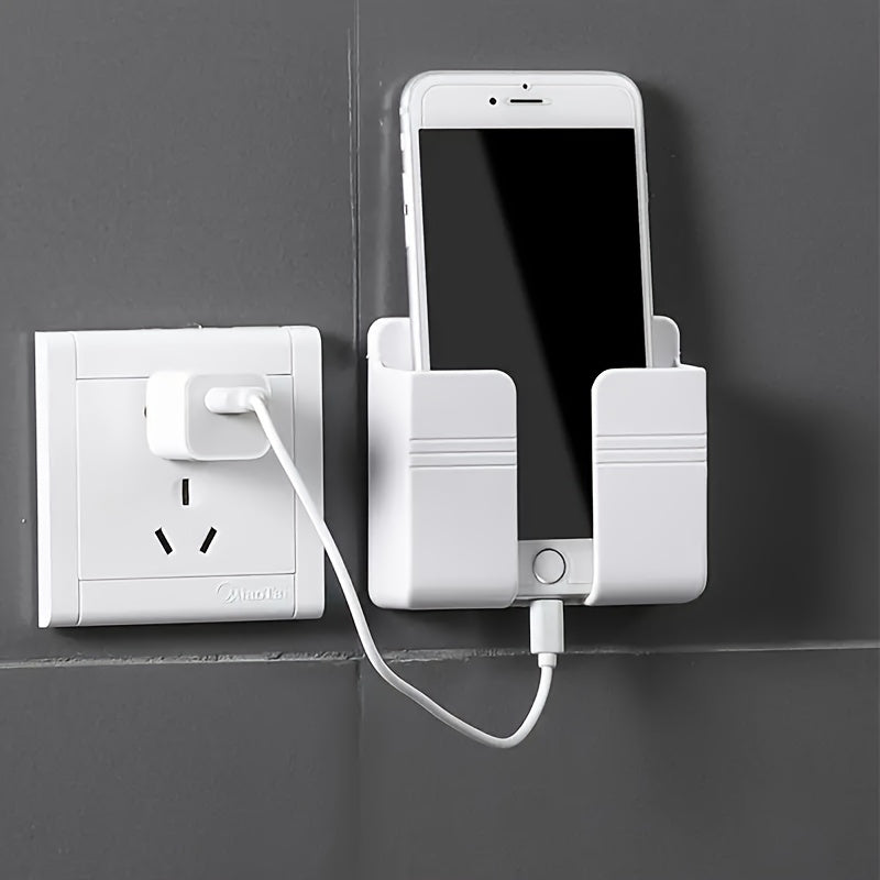 Wall-Mounted Phone and Remote Organizer Plastic Bedside Charging Station