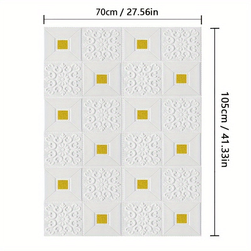 70cm x 105cm 3D Soft Foam Self-Adhesive Wall Stickers for Living Room Bathroom Kitchen