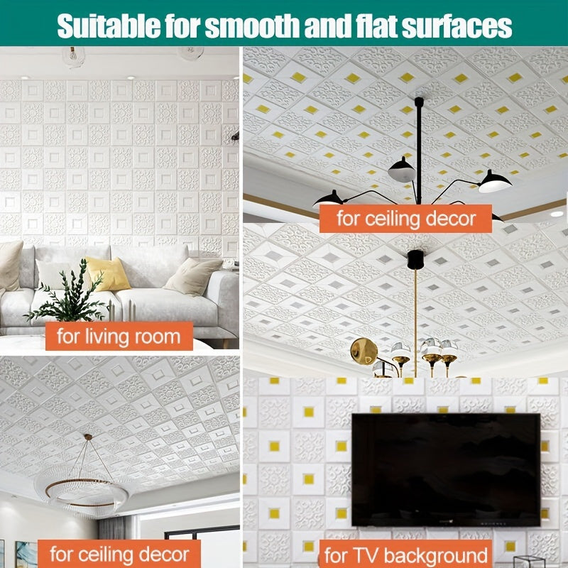 70cm x 105cm 3D Soft Foam Self-Adhesive Wall Stickers for Living Room Bathroom Kitchen