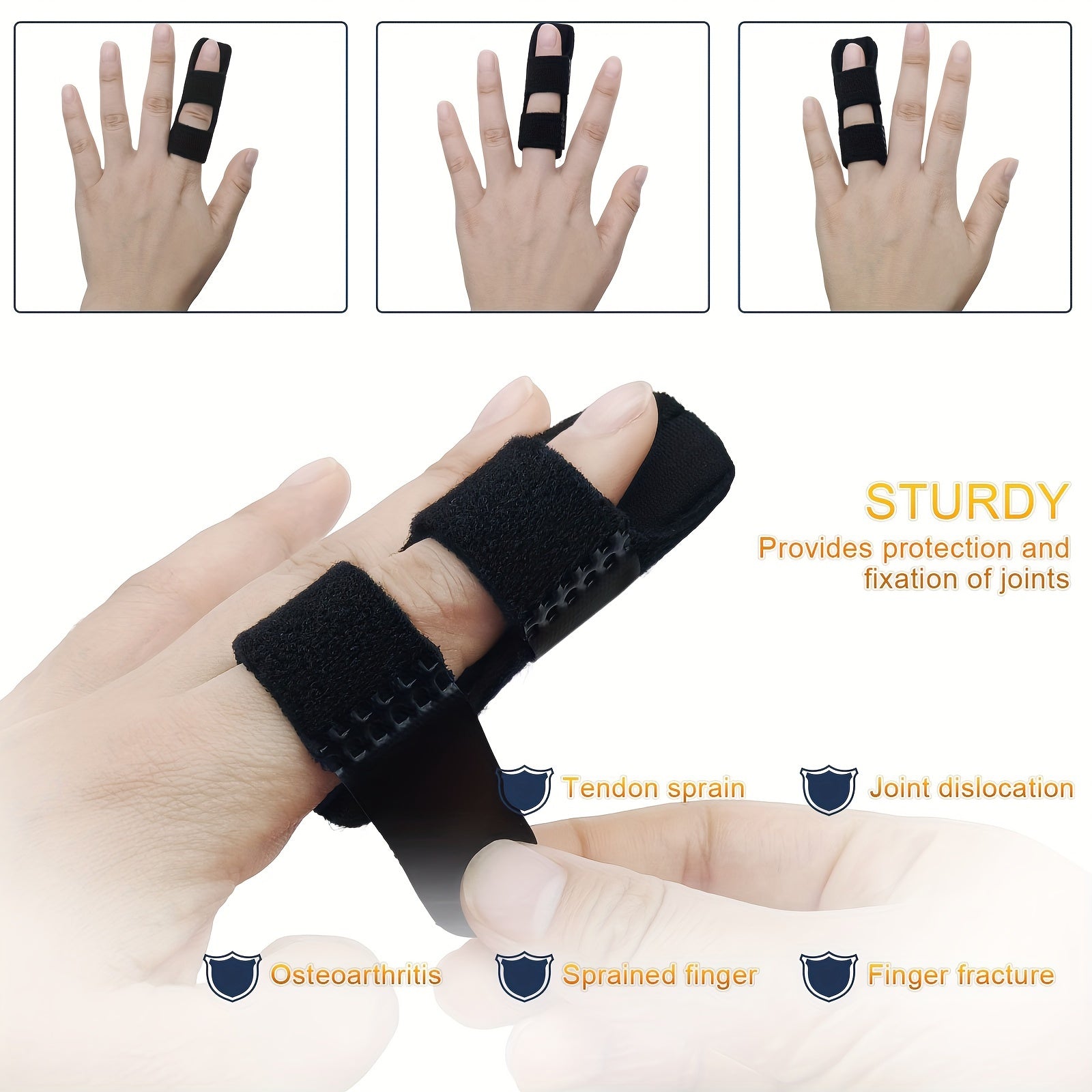 Moslashuvchan barmoq splinti Trigger barmoq uchun qo'llab-quvvatlash nafas oladigan mato qora ko'k oq bej