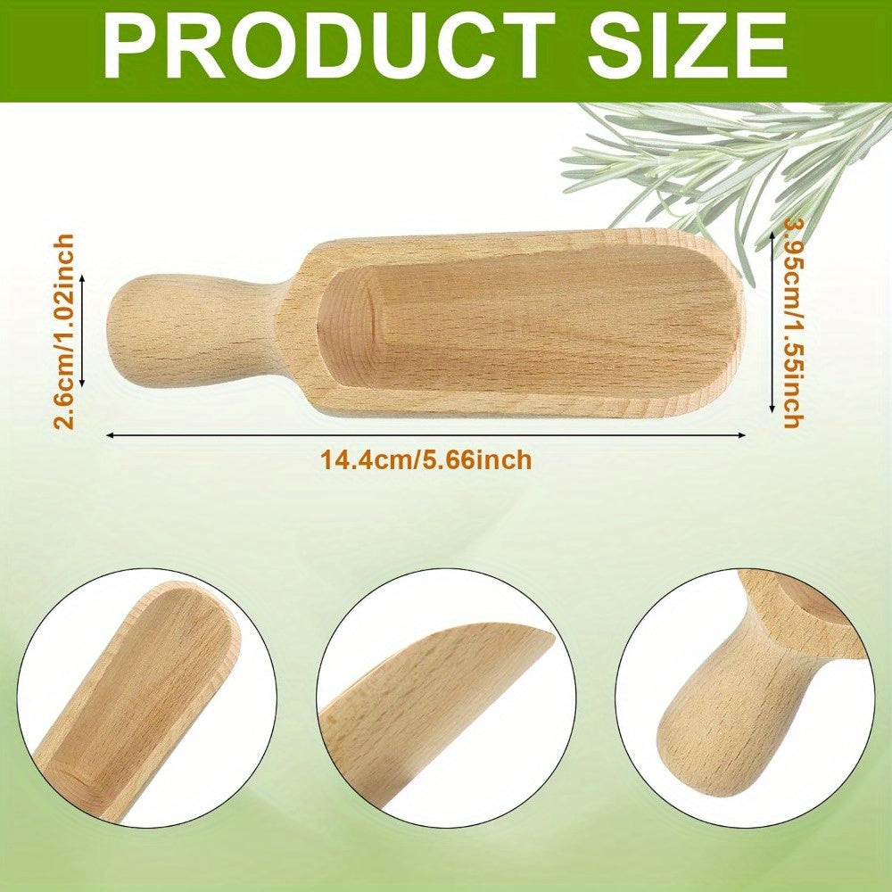 Juego de 2 cucharas de madera de 13,97 cm, cucharas de madera de haya para especias, sales de baño, cocina