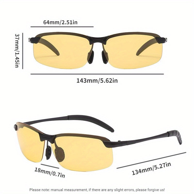 Unisex Photochromic Gradient Glasses with Color-Changing Anti-Reflective PC Lenses and Metal Frame for Outdoor Activities