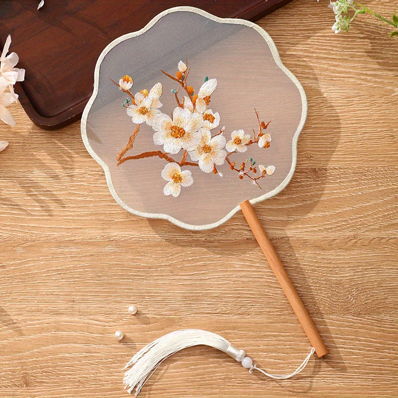 Silk Paddle Fans Handmade Double-Sided Embroidered Traditional Suzhou Craft for Weddings and Daily Use