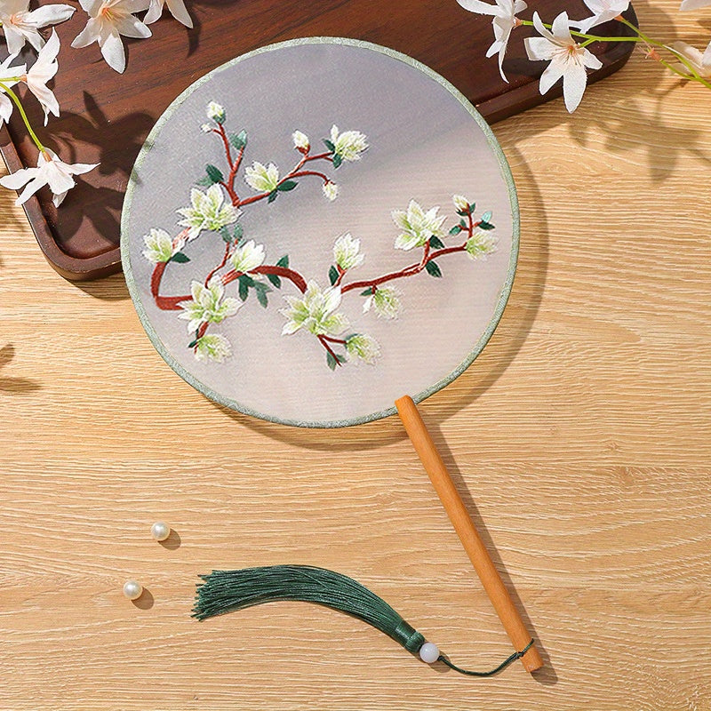 Silk Paddle Fans Handmade Double-Sided Embroidered Traditional Suzhou Craft for Weddings and Daily Use