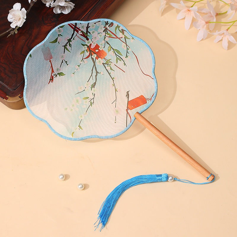 Silk Paddle Fans Handmade Double-Sided Embroidered Traditional Suzhou Craft for Weddings and Daily Use