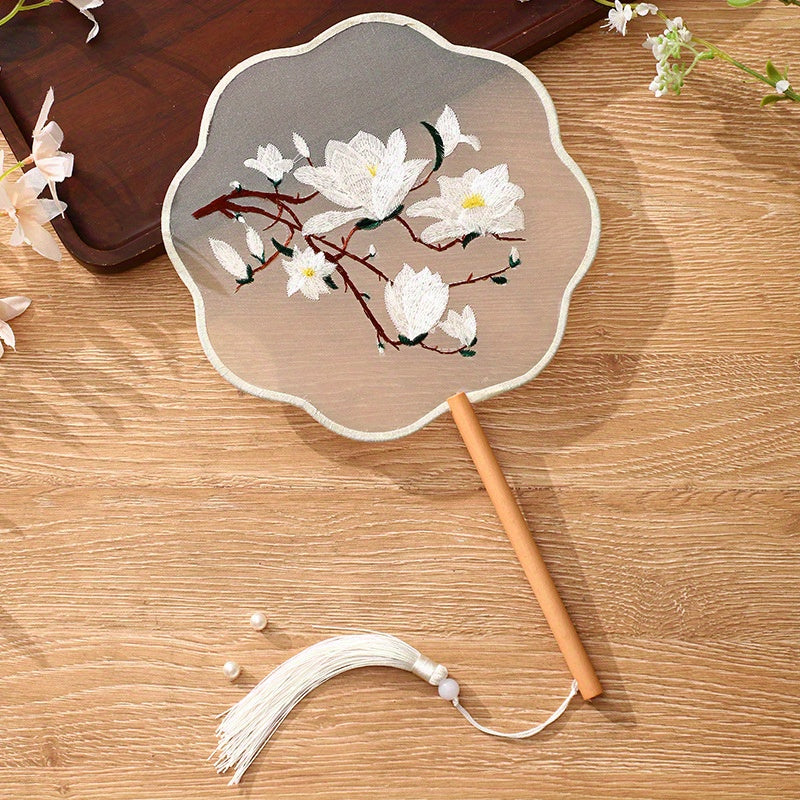 Silk Paddle Fans Handmade Double-Sided Embroidered Traditional Suzhou Craft for Weddings and Daily Use