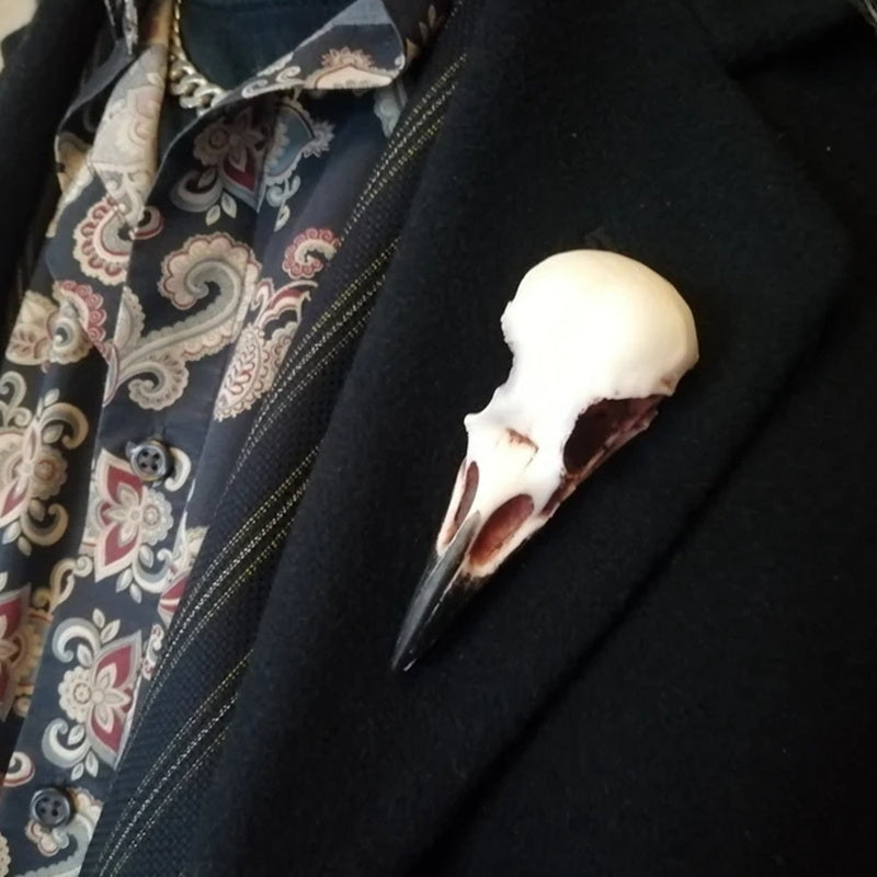 Vintage Gothic Qarg'a Boshli Brosh Pin - Qayta ishlangan Hayvon Skeleti Lapel Pin Kiymish Aksessuari uchun Mukammal