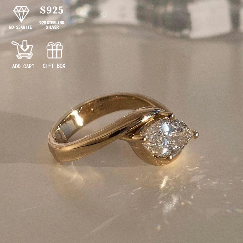 1 Karat Moissanite uzuk sterling kumush, allergenlarga chidamli, minimalist, sovg‘a qutisi