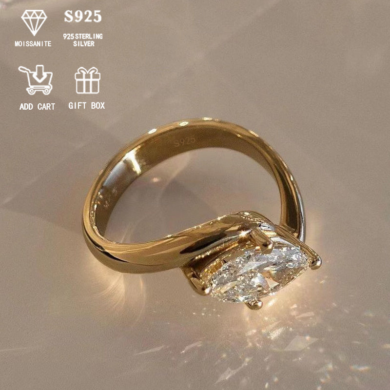 1 Karat Moissanite uzuk sterling kumush, allergenlarga chidamli, minimalist, sovg‘a qutisi