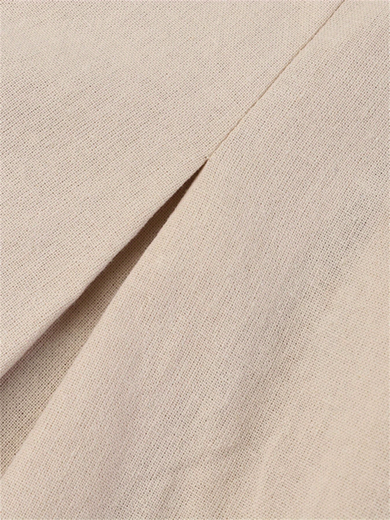 Pantalones anchos de mujer talla grande beige, casual, de corte suelto, con cintura elástica