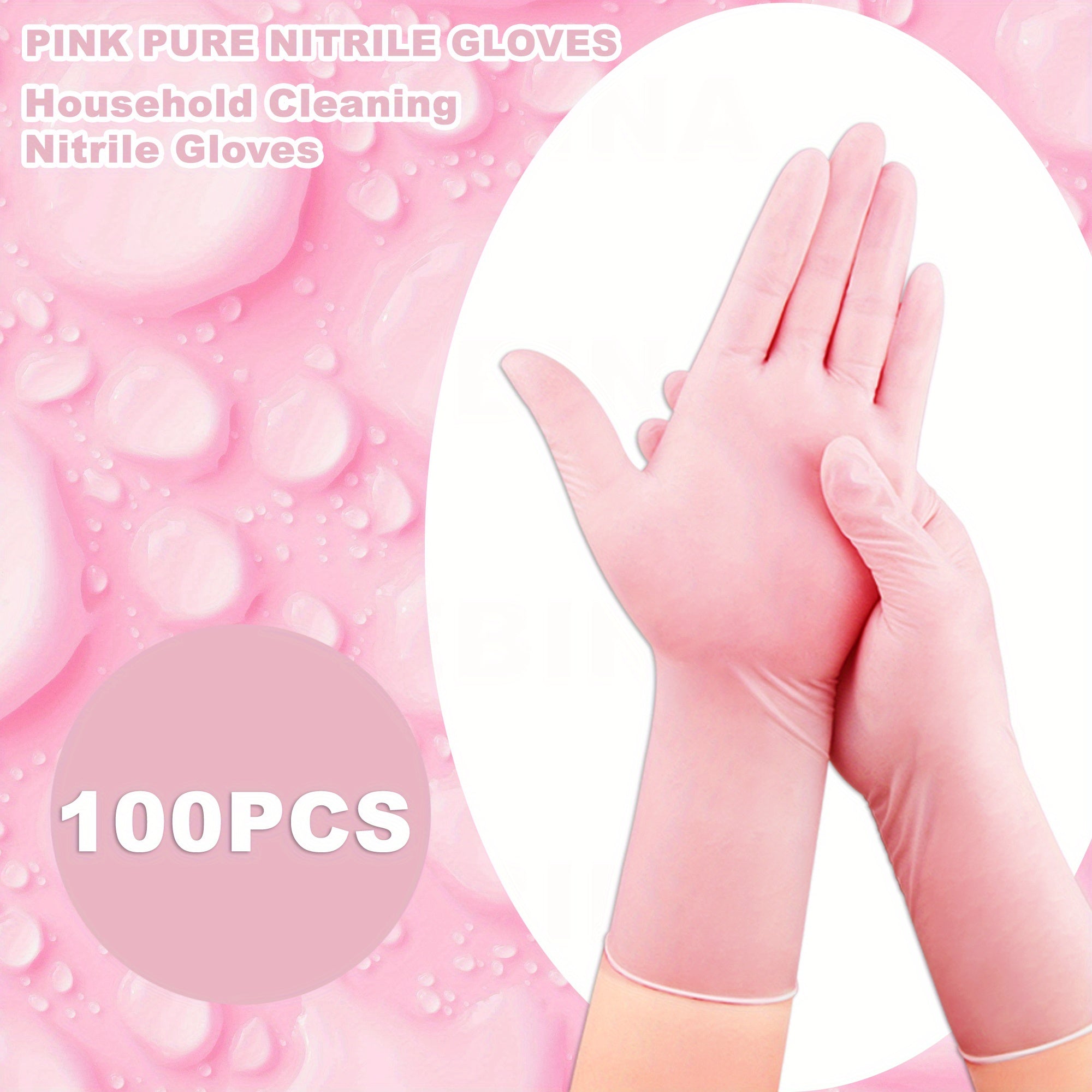Pack of 100 Nitrile Gloves Long Thick Durable Household Cleaning Kitchen Hair Coloring
