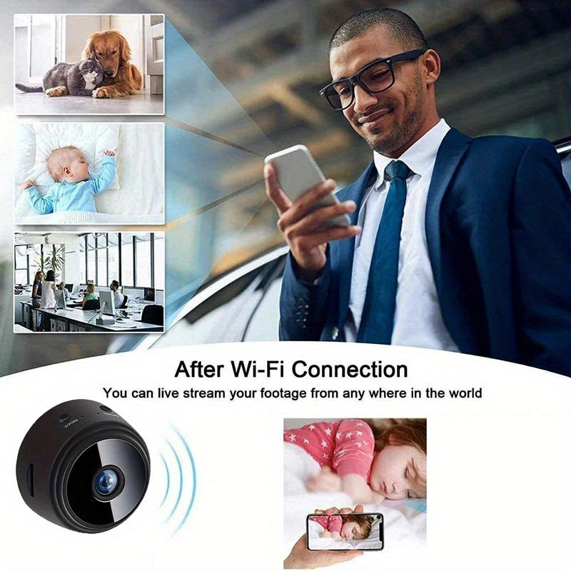 Cámara de seguridad WiFi para interiores 480p con batería recargable y doble fuente de alimentación USB o batería
