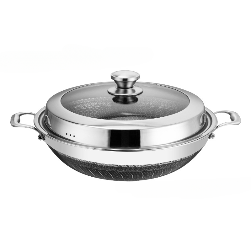 Stainless Steel Wok Set with Lid and Steamer, Non-Stick, Induction Compatible