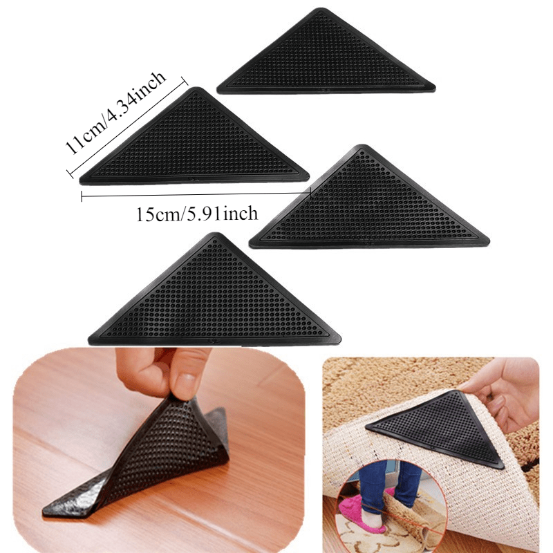 Set of 8 Reusable Washable Carpet Mat Grippers with Anti-Slip Silicone for Home Bathroom Living Room