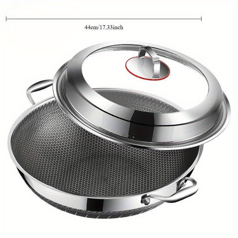Double-Sided Honeycomb Stir-Fry Pan 316 Stainless Steel Non-Stick Oven Safe