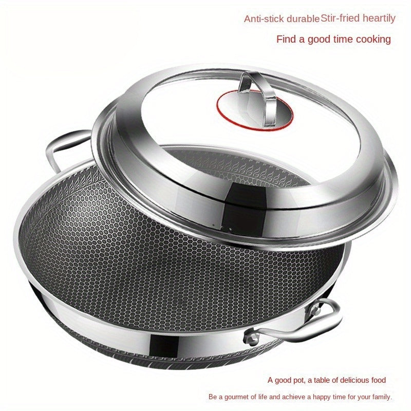 Double-Sided Honeycomb Stir-Fry Pan 316 Stainless Steel Non-Stick Oven Safe