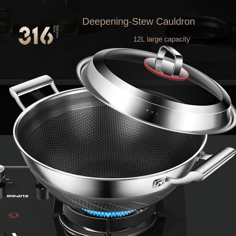Double-Sided Honeycomb Stir-Fry Pan 316 Stainless Steel Non-Stick Oven Safe