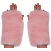 Bridal Fingerless Arm Gloves Faux Fur Mittens Polyester Spandex Soft Wedding Accessories