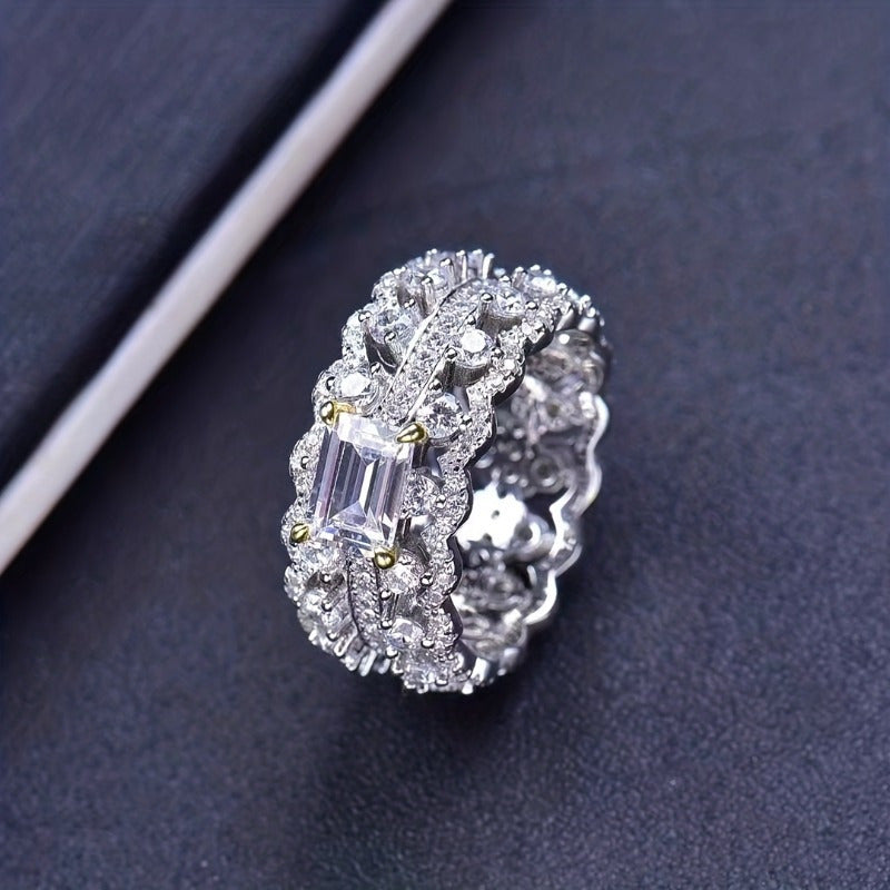 Ajoyib 1 karatli Emerald kesimli Moissanite to'y uzugi 925 sterling kumushda - U uchun go'zal va'da uzugi, mukammal sovg'a