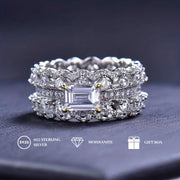 Ajoyib 1 karatli Emerald kesimli Moissanite to'y uzugi 925 sterling kumushda - U uchun go'zal va'da uzugi, mukammal sovg'a