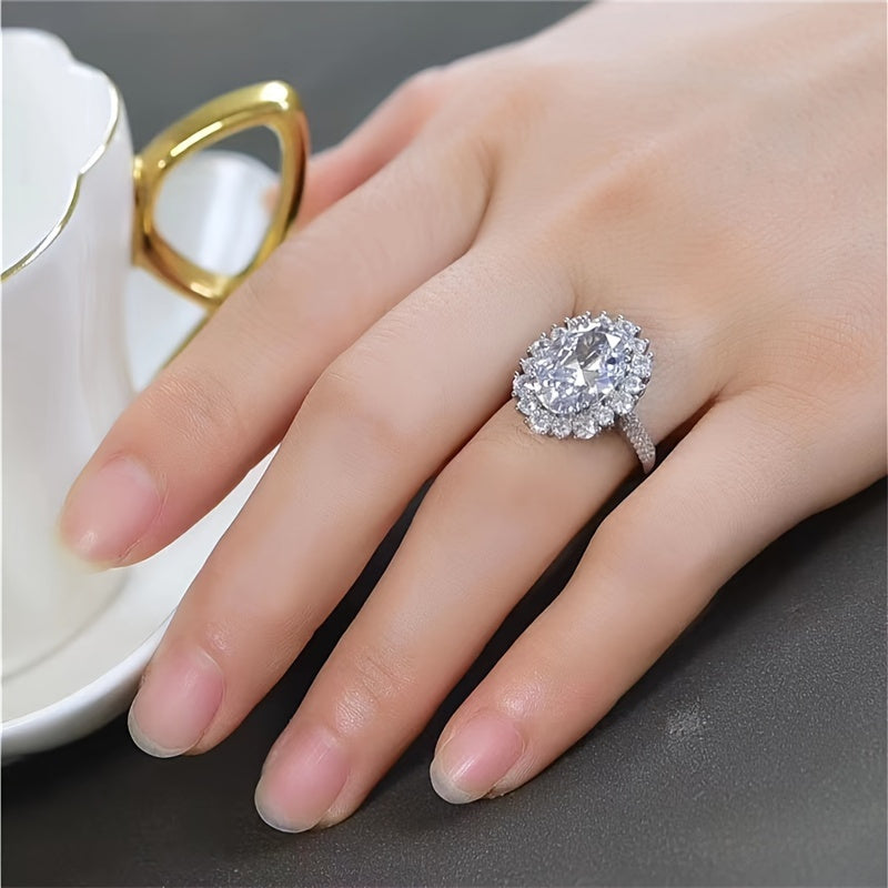 Moissanite Flower Design Silver Ring for Men and Women 8 Carat Engagement Wedding Anniversary