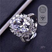 Moissanite Flower Design Silver Ring for Men and Women 8 Carat Engagement Wedding Anniversary