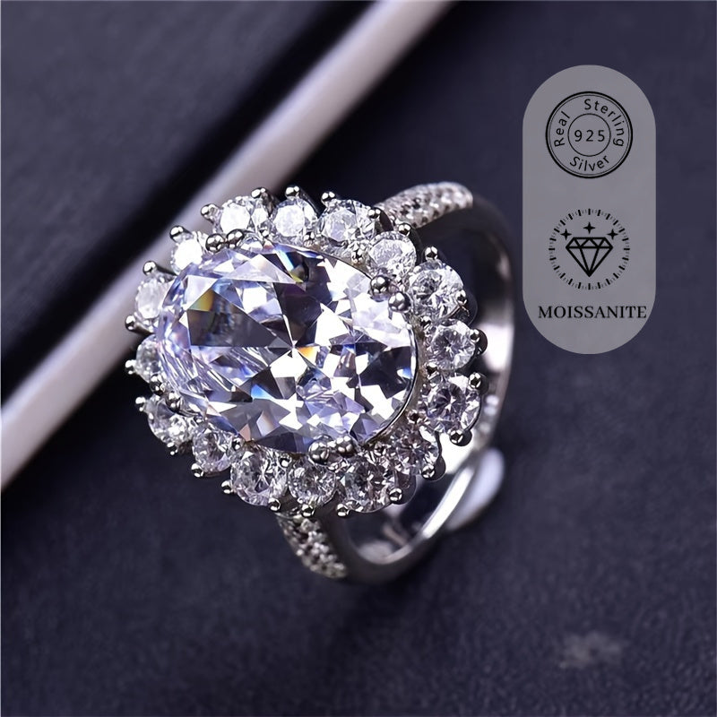 Moissanite Flower Design Silver Ring for Men and Women 8 Carat Engagement Wedding Anniversary