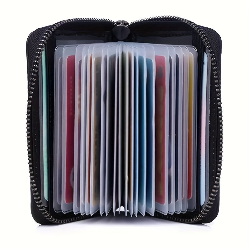 Unisex RFID Blocking Wallet Faux Leather Card Holder with Multiple Slots Ultra-Thin Casual Style