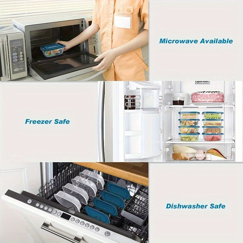 10Pcs Reusable Plastic Food Storage Containers Set Leakproof Microwave Dishwasher Safe
