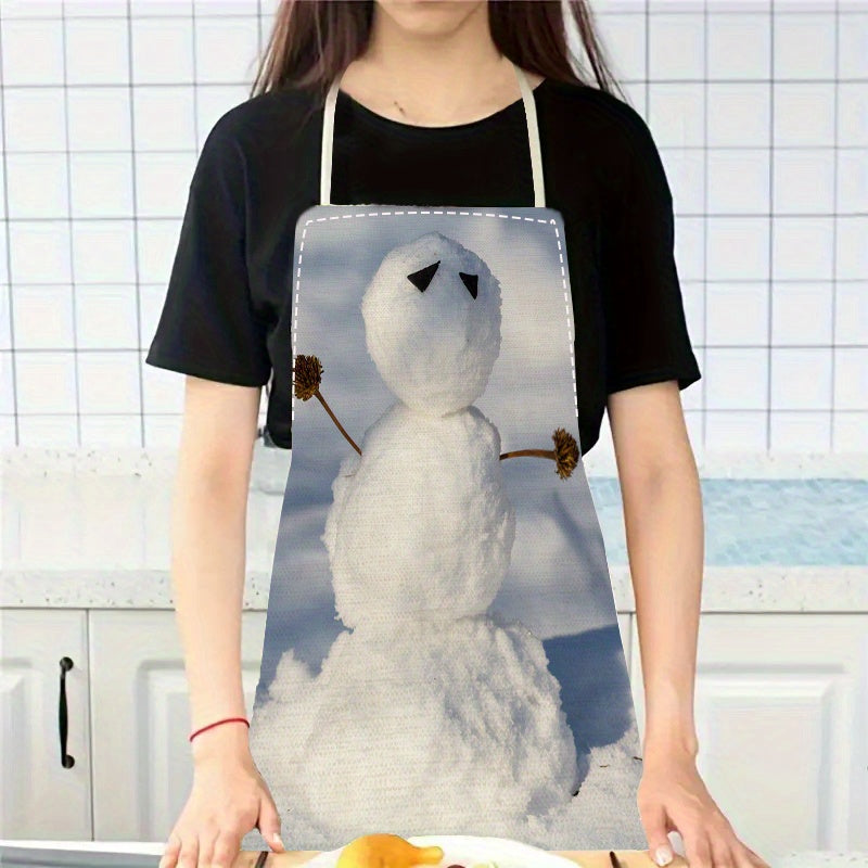 Christmas Snowman Kitchen Aprons Adjustable Stain-Resistant Polyester