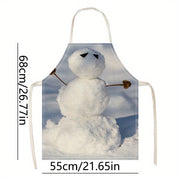 Christmas Snowman Kitchen Aprons Adjustable Stain-Resistant Polyester