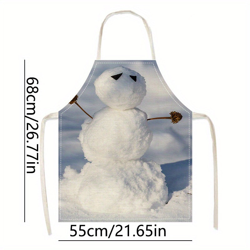 Christmas Snowman Kitchen Aprons Adjustable Stain-Resistant Polyester