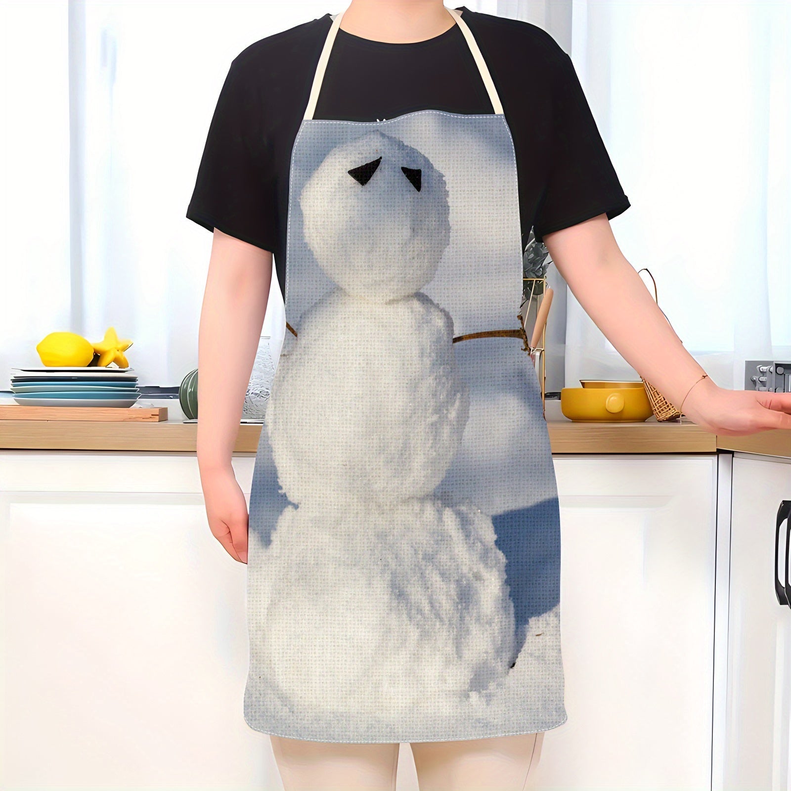 Christmas Snowman Kitchen Aprons Adjustable Stain-Resistant Polyester