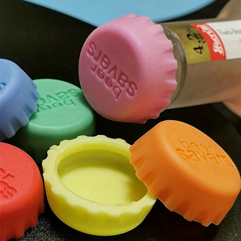 Silicone Bottle Caps 6-Pack Leak-Proof Reusable Beverage Seals for Wine Beer Soda