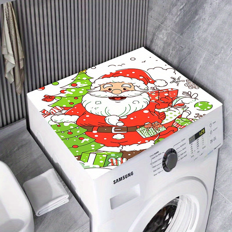 Polyester Santa Claus Washing Machine Top Cover Festive Christmas Decor