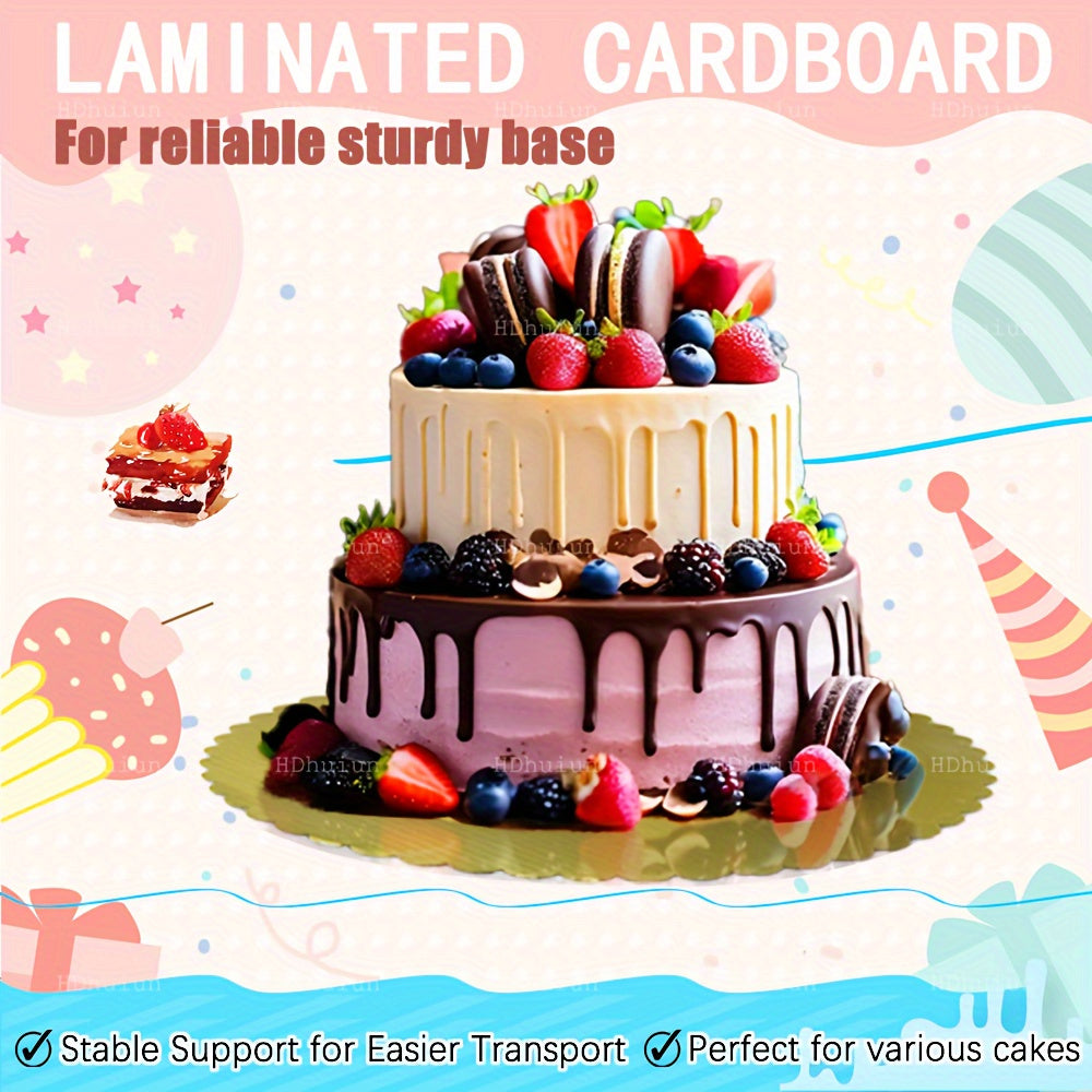 Round Cake Boards 10 Pack, Corrugated Cardboard, Grease and Moisture Resistant