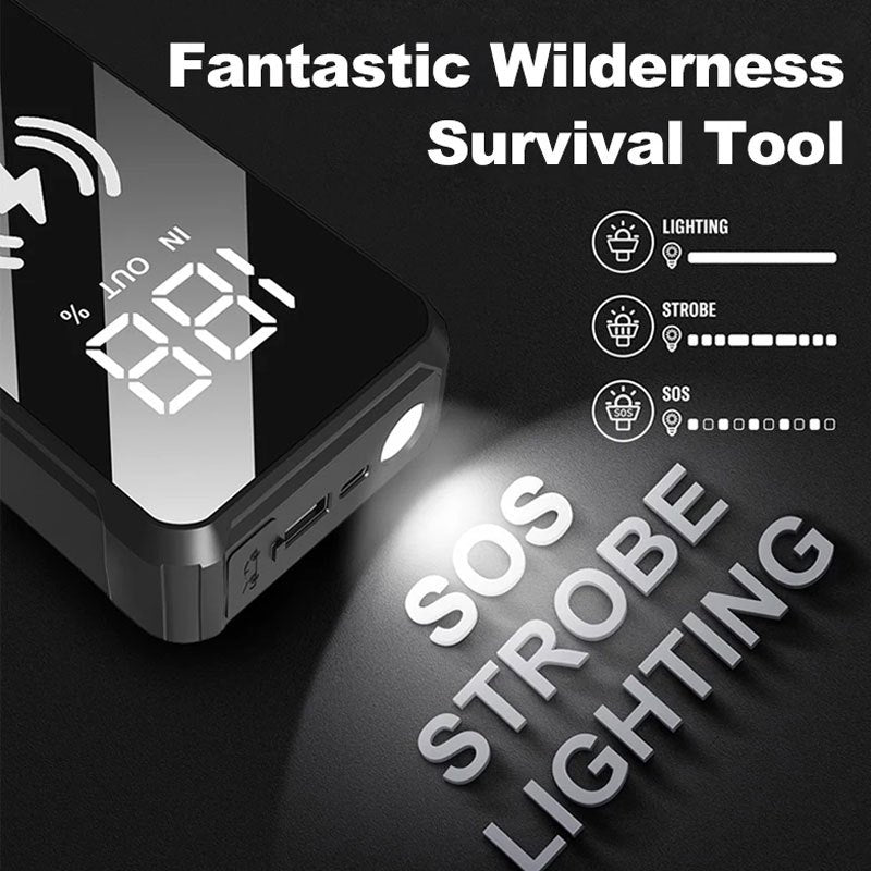 EAFC MultiFunction Portativ Avtomobilni Qayta Ishga Tushirish Qurilmasi 6.0L Benzinli Avtomobil va 4.0L Dizel Avtomobil uchun, Simsiz Zaryadlash, Qayta Zaryadlanuvchi Litiy Batareya, 10W Chiqish Quvvati va USB Zaryadlash bilan.