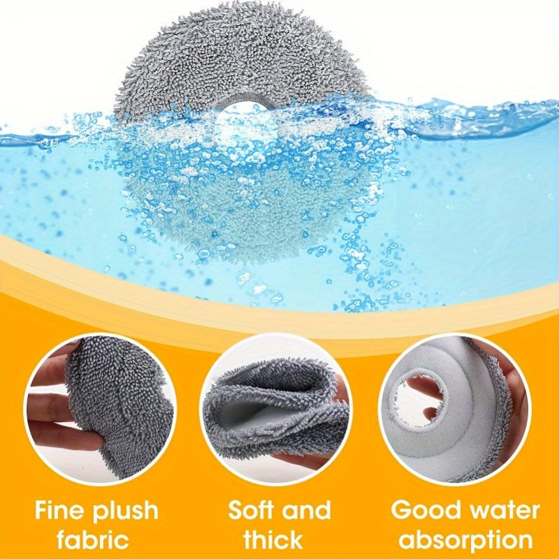 Set of 6 Microfiber Mop Pads for Robotic Vacuum Cleaners, Washable Floor Attachments