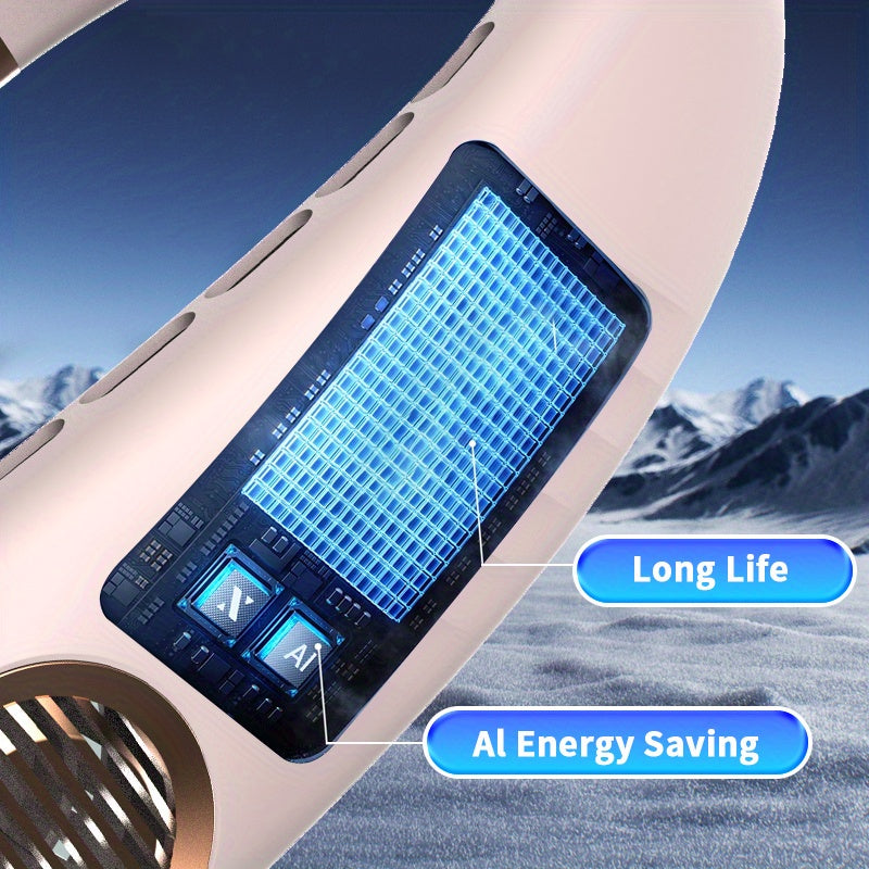 Портативный вентилятор для шеи с 5 скоростями, перезаряжаемый через USB, личный охлаждающий вентилятор